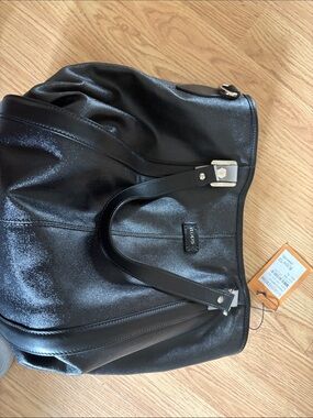 Tod's Black Leather Duffel with Silver Hardware